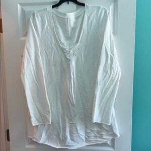 Victoria's Secret White Lace-Up Long Sleeve Top